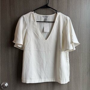 H&M V-Neck Blouse with Flowy Sleeves - Size 0
